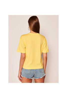 Champion Тишърт C Logo Ribbed Cuffed 112765 Жълт Regular Fit - Pepit.bg