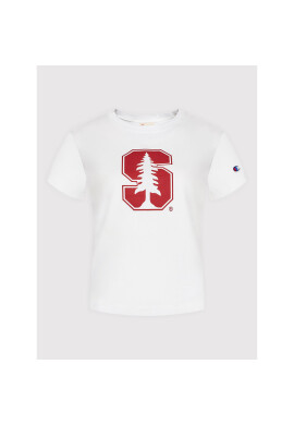 Champion Тишърт College Print 115114 Бял Custom Fit - Pepit.bg