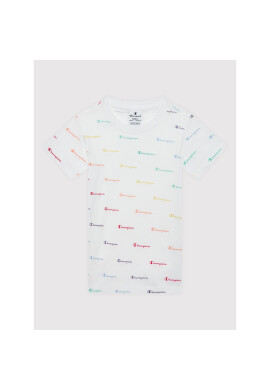 Champion Тишърт Contrast Stript Logo 404312 Бял Regular Fit - Pepit.bg