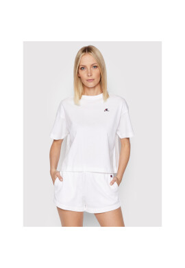 Champion Тишърт Cropped Big Script Logo 114930 Бял Custom Fit - Pepit.bg