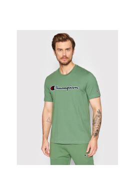 Champion Тишърт Embroidered Large Script Logo 217814 Зелен Comfort Fit - Pepit.bg