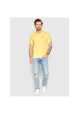 Champion Тишърт Embroidered Script Logo 217813 Жълт Regular Fit - Pepit.bg