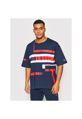 Champion Тишърт Script Logo Stripe 216487 Тъмносин Custom Fit - Pepit.bg