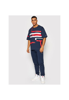 Champion Тишърт Script Logo Stripe 216487 Тъмносин Custom Fit - Pepit.bg