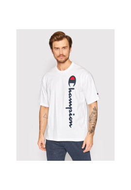 Champion Тишърт Vertical Script Logo 217070 Бял Custom Fit - Pepit.bg