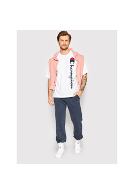 Champion Тишърт Vertical Script Logo 217070 Бял Custom Fit - Pepit.bg
