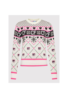 Chiara Ferragni Пуловер 71CBFM25 Бял Regular Fit - Pepit.bg