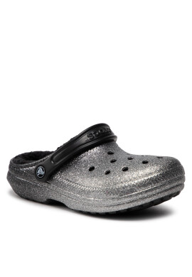 Crocs Чехли Classic Glitter Lined Clog 205842 Сребрист - Pepit.bg