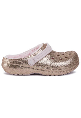 Crocs Чехли Classic Glitter Lined Clog K 205937 Златист - Pepit.bg