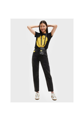 Desigual Дънки SMILEY I 22WWDD65 Черен Mom Fit - Pepit.bg