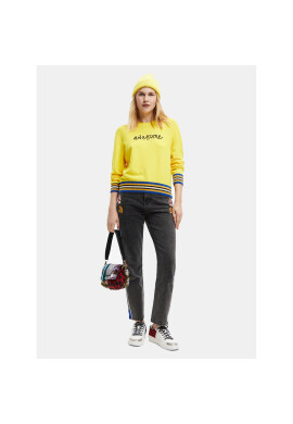 Desigual Пуловер Mara 22WWJF15 Жълт Regular Fit - Pepit.bg