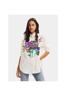Desigual Риза 23WWCW31 Бял Oversize - Pepit.bg