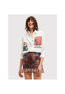 Desigual Риза Bear 22WWCW06 Бял Regular Fit - Pepit.bg
