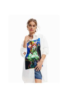 Desigual Риза Daphne 23SWCW22 Бял Oversize - Pepit.bg