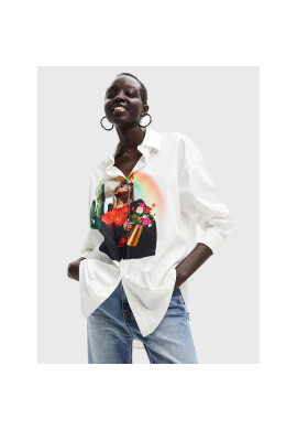 Desigual Риза Kim 22WWCW15 Бял Oversize - Pepit.bg