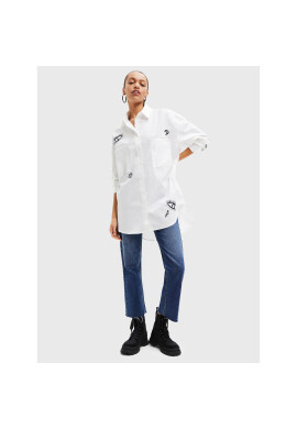 Desigual Риза Liz 22WWCW18 Бял Oversize - Pepit.bg