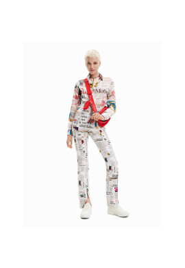 Desigual Риза Newspaper 23SWCW24 Бял Regular Fit - Pepit.bg