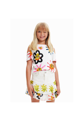 Desigual Тишърт 23SGTK15 Бял Regular Fit - Pepit.bg