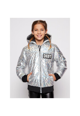 DKNY Пухено яке D36626 S Сребрист Regular Fit - Pepit.bg