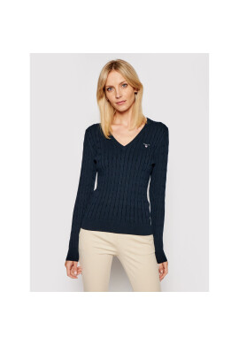 Gant Пуловер Stretch Cable 480022 Тъмносин Slim Fit - Pepit.bg