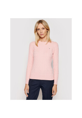 Gant Пуловер Stretch Cable Crew 480021 Розов Slim Fit - Pepit.bg
