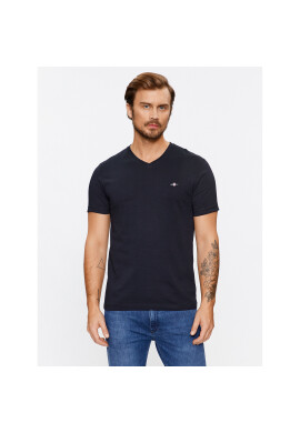 Gant Тишърт Slim Shield V-Neck 2003186 Черен Slim Fit - Pepit.bg