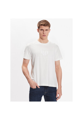 Gant Тишърт Tonal Shield 2003140 Бял Regular Fit - Pepit.bg