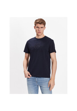Gant Тишърт Tonal Shield 2003140 Тъмносин Regular Fit - Pepit.bg