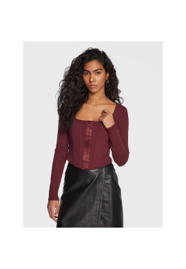 Guess Блуза W3RP18 KB9E2 Бордо Slim Fit - Pepit.bg