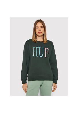 HUF Суитшърт 8-Bit Crew WPF0009 Зелен Relaxed Fit - Pepit.bg