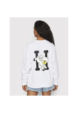 HUF Суитшърт Flocked Classic WPF0018 Бял Regular Fit - Pepit.bg