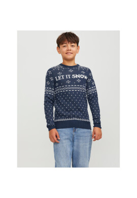 Jack&Jones Junior Пуловер 12247507 Тъмносин Regular Fit - Pepit.bg