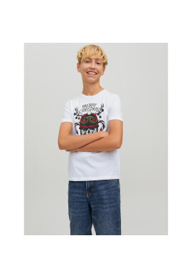 Jack&Jones Junior Тишърт Claus 12222475 Бял Regular Fit - Pepit.bg