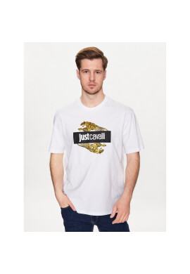 Just Cavalli Тишърт 74OBHF07 Бял Regular Fit - Pepit.bg