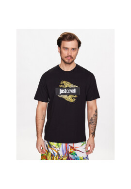 Just Cavalli Тишърт 74OBHF07 Черен Regular Fit - Pepit.bg
