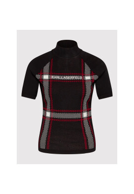 KARL LAGERFELD Поло Check Knitted 220W2002 Черен Regular Fit - Pepit.bg