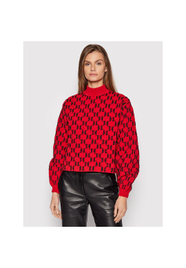 KARL LAGERFELD Пуловер 3D Monogram 216W2000 Червен Regular Fit - Pepit.bg
