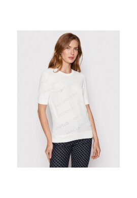 KARL LAGERFELD Пуловер Pointelle 215W2000 Бял Regular Fit - Pepit.bg
