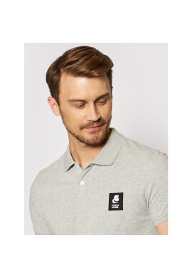 KARL LAGERFELD Тениска с яка и копчета Basic KL21MPL01 Сив Regular Fit - Pepit.bg