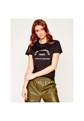 KARL LAGERFELD Тишърт Address Logo 200W1741 Черен Regular Fit - Pepit.bg