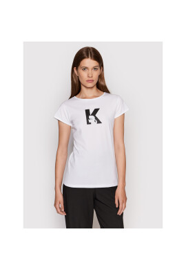 KARL LAGERFELD Тишърт KL22WTS01 Бял Regular Fit - Pepit.bg