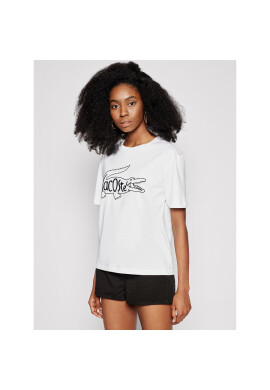 Lacoste Тишърт TF0610 Бял Boyfriend Fit - Pepit.bg