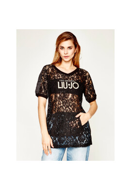 Liu Jo Тишърт TA0116 J5928 Черен Oversize - Pepit.bg