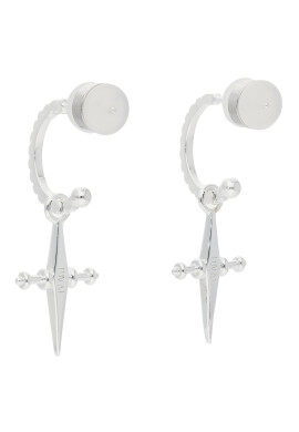 Luv AJ Обици Mini Cross Hoops MCH-SS Сребрист - Pepit.bg