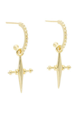 Luv AJ Обици Mini Cross Hoops MCH-YG Златист - Pepit.bg