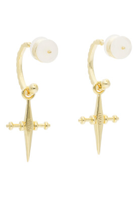Luv AJ Обици Mini Cross Hoops MCH-YG Златист - Pepit.bg