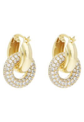 Luv AJ Обици Pave Interlock Hoops HOL19-E-PIH-G Златист - Pepit.bg