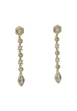 Luv AJ Обици Stellar Bezel Drop Studs HOL22-E-SBDRS-G Златист - Pepit.bg