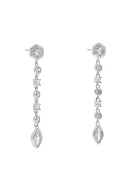 Luv AJ Обици Stellar Bezel Drop Studs HOL22-E-SBDRS-S Сребрист - Pepit.bg