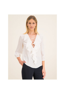 Manila Grace Блуза Con Rouche C134XJ Бял Relaxed Fit - Pepit.bg